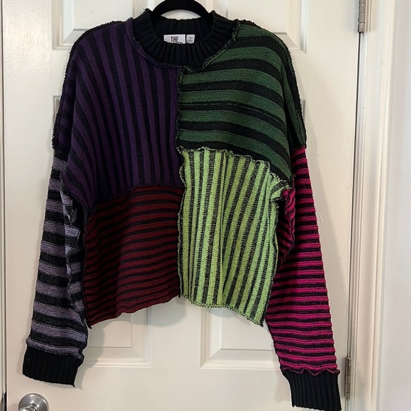Patchwork Multi Stripe Oversized Pullover Sweater - M - The Ragged Priest - Picture 1 of 6